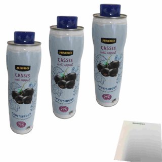 Jumbo Fruchtsirup Cassis mit Apfel 3er Pack (3x750ml Flasche) + usy Block