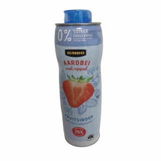Jumbo Fruchtsirup Erdbeere mit Apfel ohne Zucker (750ml Flasche)