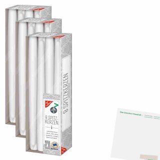 G&G Spitzkerze weiss 3er Pack (3x8St Packung) + usy Block