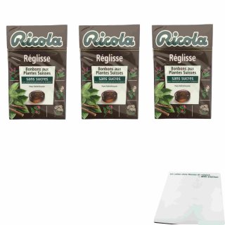 Ricola Réglisse Schweizer Lakritzbonbons 3er Pack (3x50g Packung) + usy Block