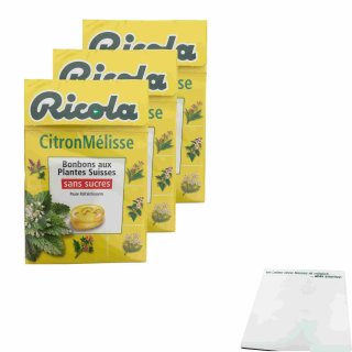 Ricola Zitronenmelisse Bonbons ohne Zucker 3er Pack (3x50g Packung) + usy Block
