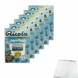 Ricola Alpin Fresh Bonbons ohne Zucker 6er Pack (6x50g Packung) + usy Block