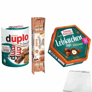 Ferrero Weihnachten 2021 Mix Pack (enthält: 1x duplo Spekulatius 10 Riegel, 1x Giotto Momenti Zimtstern und 1x Küsschen Lebkuchen) + usy Block