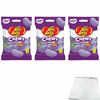 Jelly Belly Chewy Candy Sour Grape 3er Pack (3x60g Beutel) + usy Block