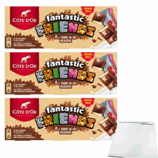Côte dOr Fantastic Friends mit zarter Milchcreme 3er Pack (3x134,4g Packung) + usy Block