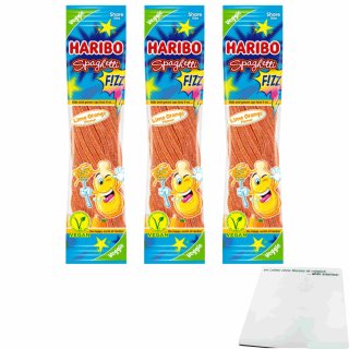 Haribo Spaghetti Fizz Limo Orange Flavour Veggie 3er Pack (3x200g Beutel) + usy Block