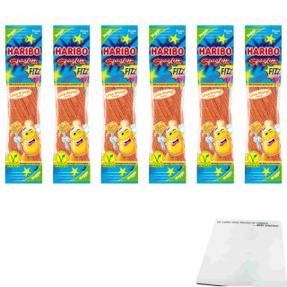 Haribo Spaghetti Fizz Limo Orange Flavour Veggie 6er Pack (6x200g Beutel) + usy Block