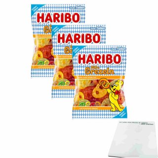 Haribo Süße Brezeln 3er Pack (3x175g Beutel) + usy Block