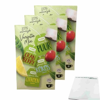 Jumbo 100% natuurlyk Variantie Mix 3er Pack (3x30g Packung grüner Tee: Pur, Cranberry, Kokos, Zitrone) + usy Block