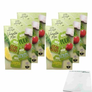 Jumbo 100% natuurlyk Variantie Mix 6er Pack (6x30g Packung grüner Tee: Pur, Cranberry, Kokos, Zitrone) + usy Block