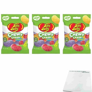 Jelly Belly Chewy Candy Sours Mix 3er Pack (3x60g Beutel) + usy Block