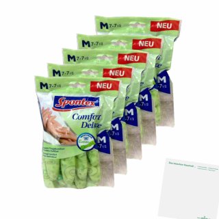 Spontex Handschuhe Comfort Deluxe Größe M, 7-7,5 (5 Paare) + usy Block