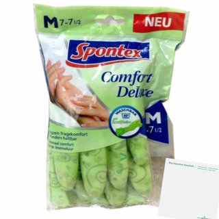 Spontex Handschuhe Comfort Deluxe Größe M, 7-7,5 (1 Paar) + usy Block