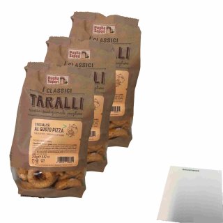 Puglia Sapori Taralli Gebäck mit Pizza Geschmack 3er Pack (3x250g Beutel) + usy block