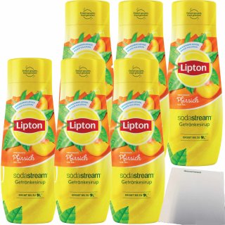 SodaStream Lipton Pfirsich Getränkesirup 6er Pack (6x0,44l Flasche) + usy Block