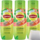 SodaStream Lipton Green Ice Tea Citrus Getränkesirup 3er Pack (3x0,44l Flasche) + usy Block