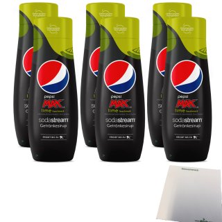 SodaStream Pepsi Max Lime Getränke-Sirup Zero Zucker 6er Pack (6x0,44l Flasche) + usy Block