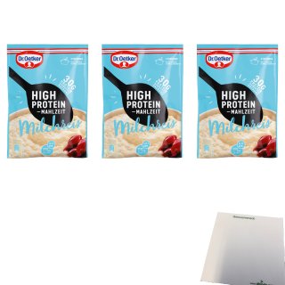 Dr. Oetker High Protein Mahlzeit Milchreis 3er Pack (3x104g Beutel) + usy Block