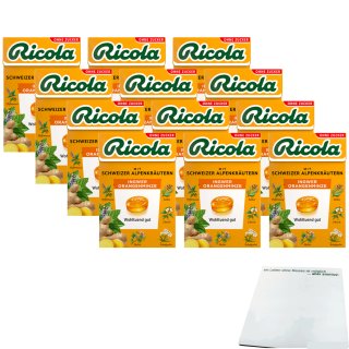 Ricola Ingwer Orangenminze Bonbons ohne Zucker 12er Pack (12x50g Packung) + usy Block