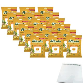 Ricola Ingwer Orangenminze Bonbons ohne Zucker 18er Pack (18x75g Beutel) + usy Block