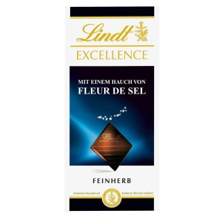 Lindt Excellence Schokolade Feinherb Fleur de Sel 4er Pack (4x100g Tafel)