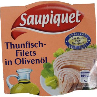 Saupiquet Zarte Thunfisch-Filets in Olivenöl 8er Pack (8x185g Konserve)