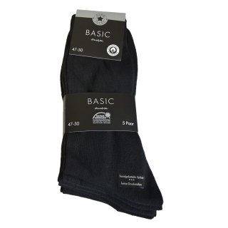 Star Socks Basic Men Herrensocken 100% Baumwolle Naturfaser Schwarz, 5 Paar (Gr. 47-50)