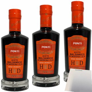 Ponti Aceto Balsamico di Modena IGP Alta Densita HD 3er Pack (3x250ml Flasche) + usy Block