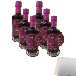 Ponti Aceto Balsamico di Modena IGP Invecchiato 6er Pack (6x250ml Flasche) + usy Block