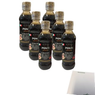 Ponti Creme mit Aceto Balsamico di Modena IGP 6er Pack (6x200ml Flasche) + usy Block