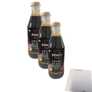 Ponti Creme mit Aceto Balsamico di Modena IGP 3er Pack (3x410ml Flasche) + usy Block