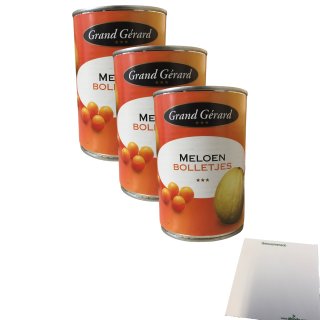 Grand Gérard Meloen Bolletjes 3er Pack (3x425g Dose Melonenkugeln) + usy Block