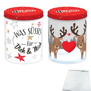 Ferrero duplo Weihnachtsdose mit 24 Riegeln Doppelpack mit beiden Motiven (2x436,8g Dose) + usy Block