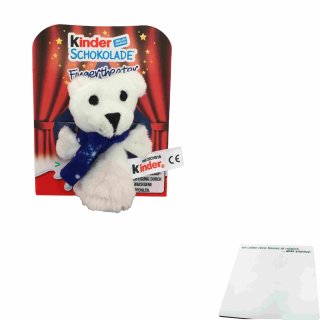 Ferrero Kinder Schokolade Fingertheater Plüsch Puppe Eisbär 4 Riegel (50g Packung) + usy Block