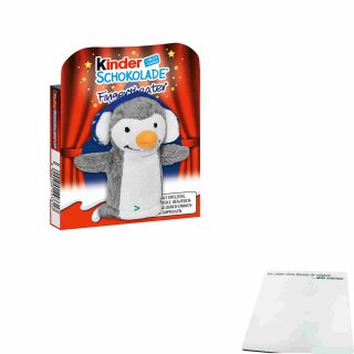 Ferrero kinder Schokolade Fingertheater Plüsch Puppe Pinguin 4 Riegel mit (50g Packung) + usy Block