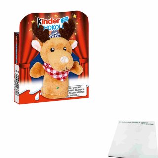 Ferrero kinder Schokolade Fingertheater Plüsch Puppe Elch 4 Riegel (50g Packung) + usy Block