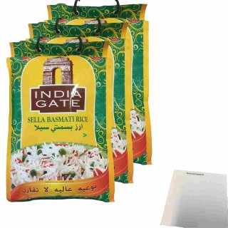 INDIA GATE Sella Basmati Reis 3er Pack (3x5kg Tüte) + usy Block