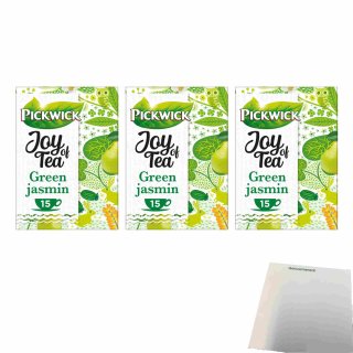 Pickwick Joy of Tea Green Jasmin 3er Pack (3x15x1,5g Teebeutel) + usy Block