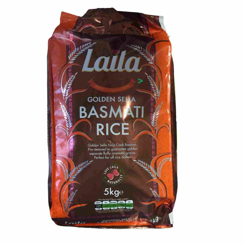 LAILA Golden Sella Basmati Reis (5kg Packung) + usy Block