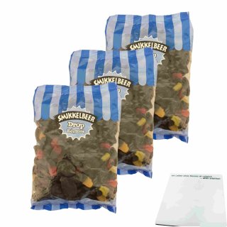 Smikkelbeer original Holland Lakritze Drop Réglisse 3er Pack (3x1kg Packung gemischte Drops) + usy Block