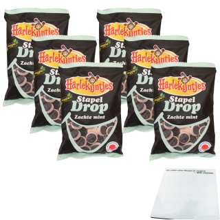 Harlekijntjes Stapel Drop Zachte Mint Veggie 6er Pack (6x300g Beutel) + usy Block