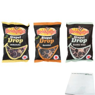 Harlekijntjes Stapel Drop Veggie Testpaket (enthält 3x300g Beutel) + usy Block