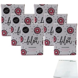 Bilou Kaugummi Tasty Donut Flavour 6er Pack (6x24g Packung) + usy Block