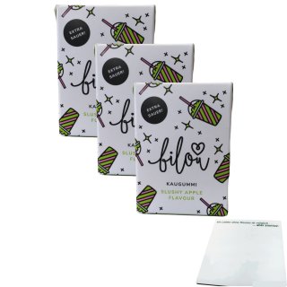 Bilou Kaugummi Slushy Apple Flavour 3er Pack (3x24g Packung) + usy Block