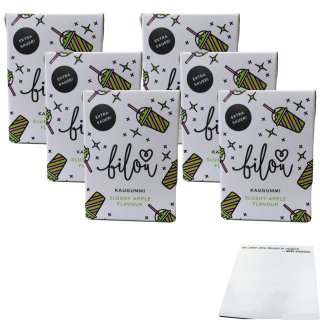 Bilou Kaugummi Slushy Apple Flavour 6er Pack (6x24g Packung) + usy Block