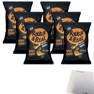 Rough & Real Chips Spicy Cajun 6er Pack (6x125g Beutel) + usy Block