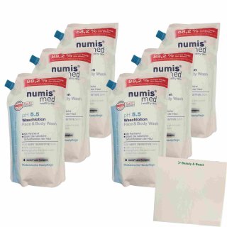 Numis Med PH 5,5 Waschlotion Face & Body Wash 6er Pack (6x1l) + usy Block