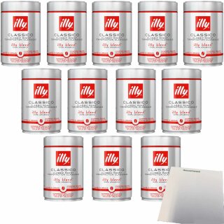 illy Espresso ganze Bohne Classico Klassisch-Samtig 12er Pack (12x250g Dose) + usy Block