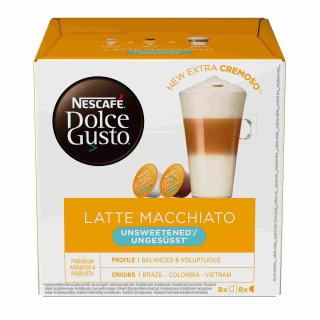 Nescafe Dolce Gusto Latte Macchiato, ungesüsst 3er Pack (48 Kapseln)