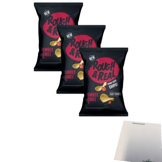 Rough & Real Chips Sweet Chili 3er Pack (3x125g Beutel) + usy Block